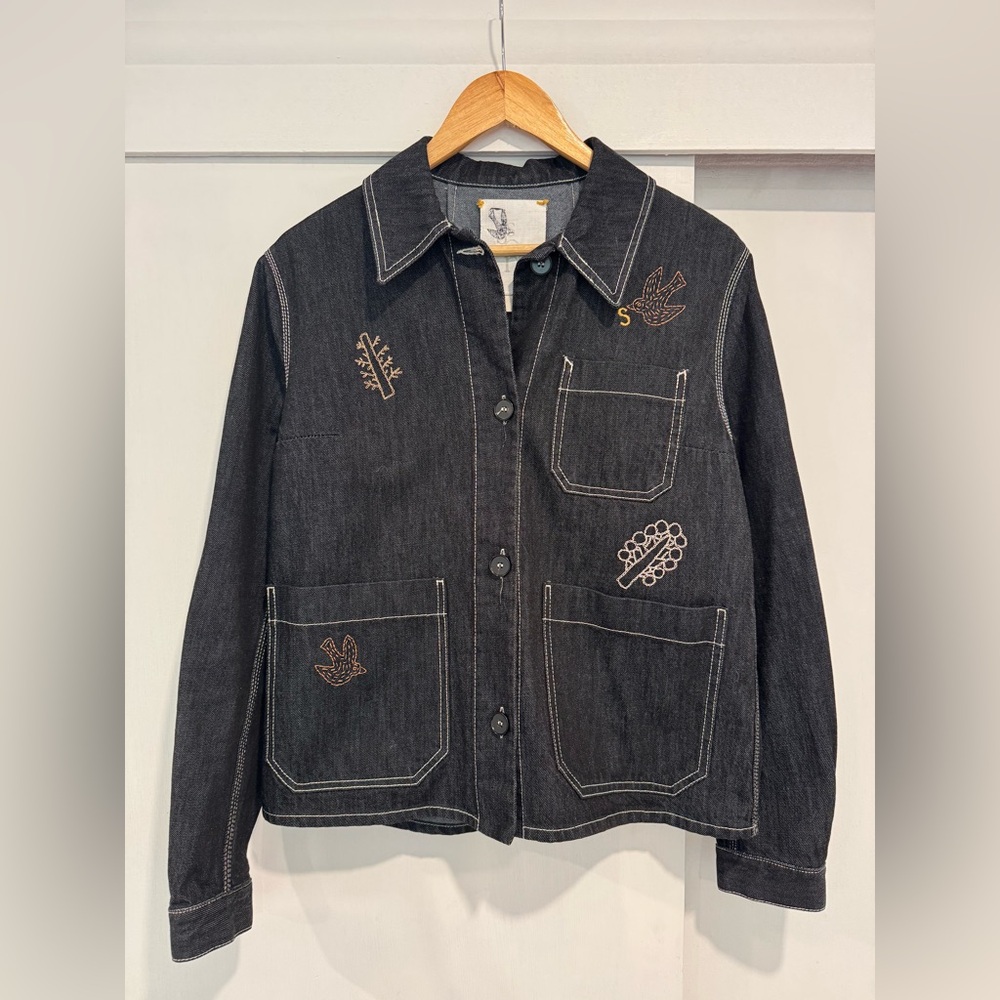 SSONE Stylish Black Denim Work Jacket
